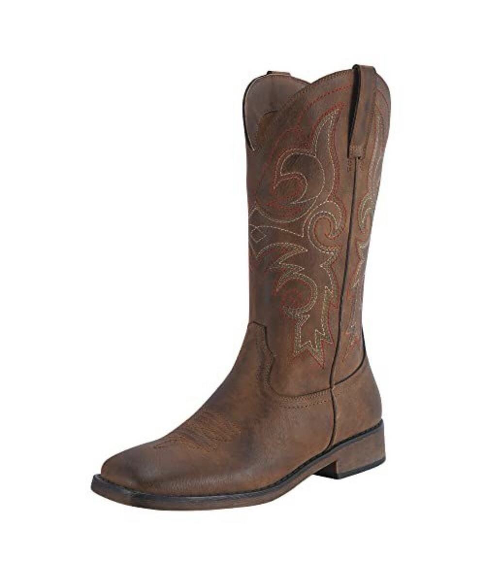 SheSole Women's Square Toe Cowboy Boots Brown